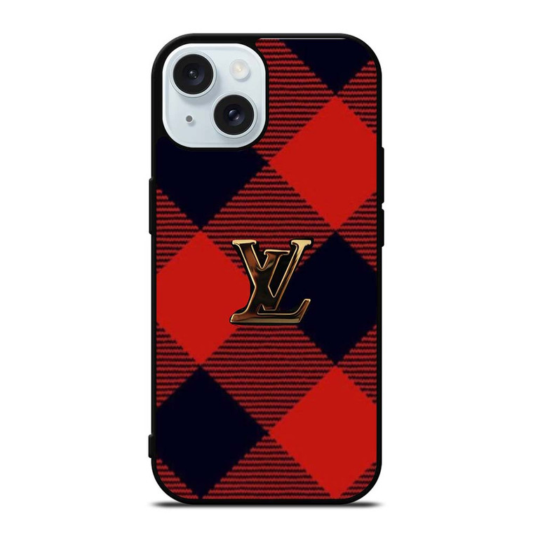LOUIS VUITTON LV LOGO PATTERN RED iPhone 15 Case Cover