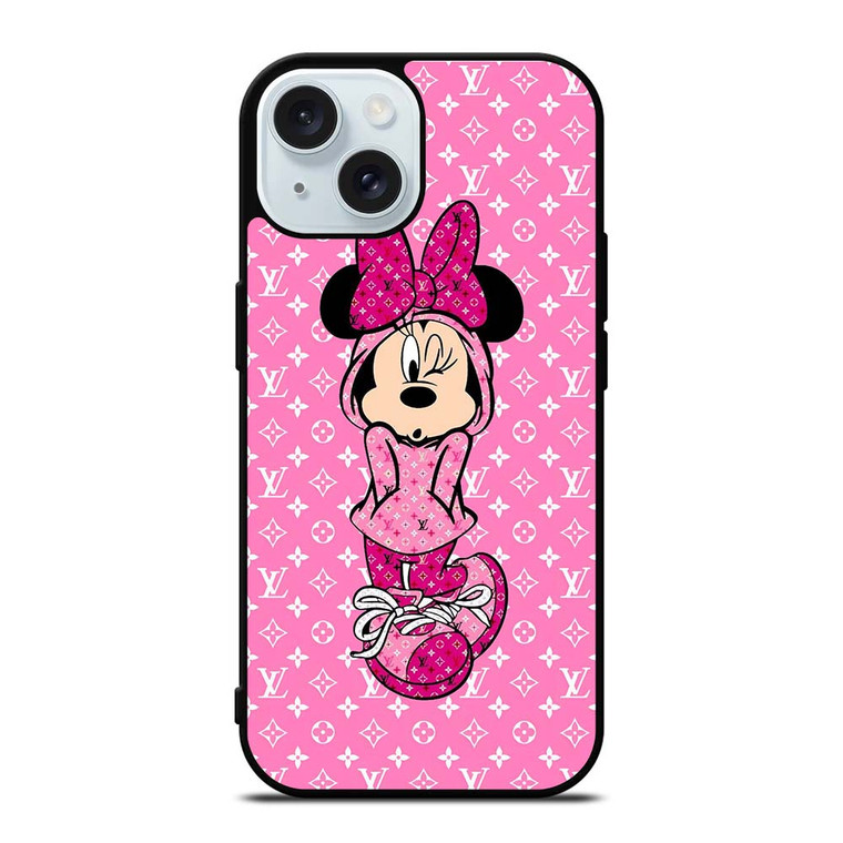 LOUIS VUITTON LV LOGO PINK MINNIE MOUSE iPhone 15 Case Cover