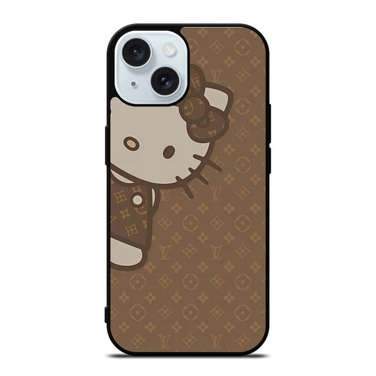 LOUIS VUITTON LV PATTERN LOGO HELLO KITTY iPhone 15 Case Cover
