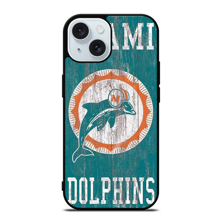 MIAMI DOLPHINS WOODEN LOGO iPhone 15 Case Cover