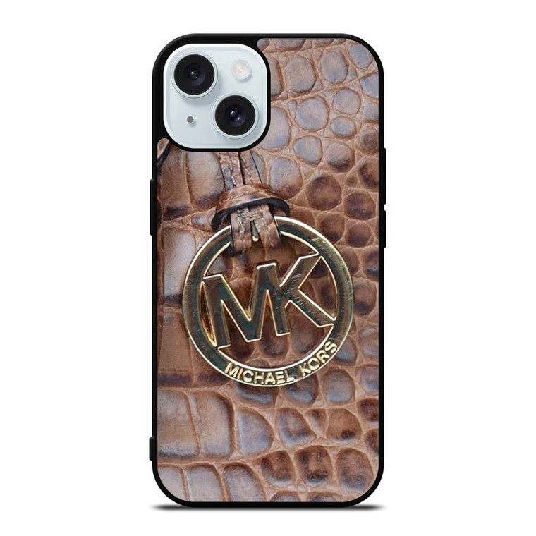 MICHAEL KORS BROWN LEATHER iPhone 15 Case Cover