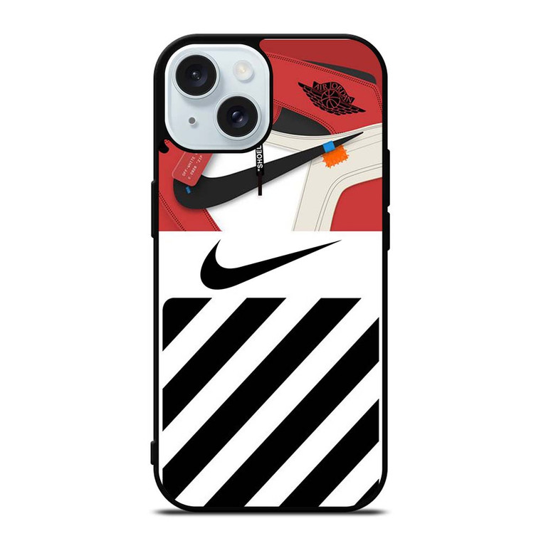 NIKE AIR JORDAN SHOES OFF WHITE LOGO iPhone 15 Case Cover