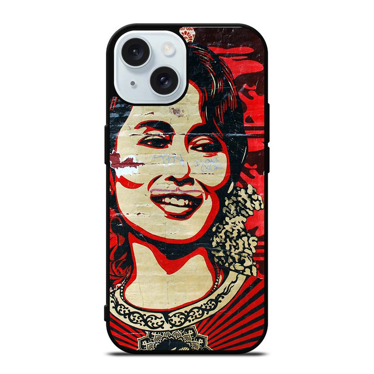 OBEY AUNG SAN SUU KYI iPhone 15 Case Cover OBEY AUNG SAN SUU KYI iPhone 15 Case Cover