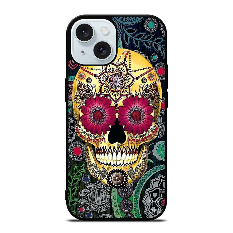 SUGAR SKULL TATTOO FLOWER iPhone 15 Case Cover
