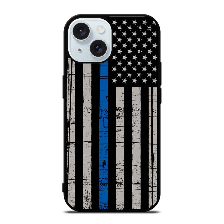 THIN BLUE LINE FLAG iPhone 15 Case Cover