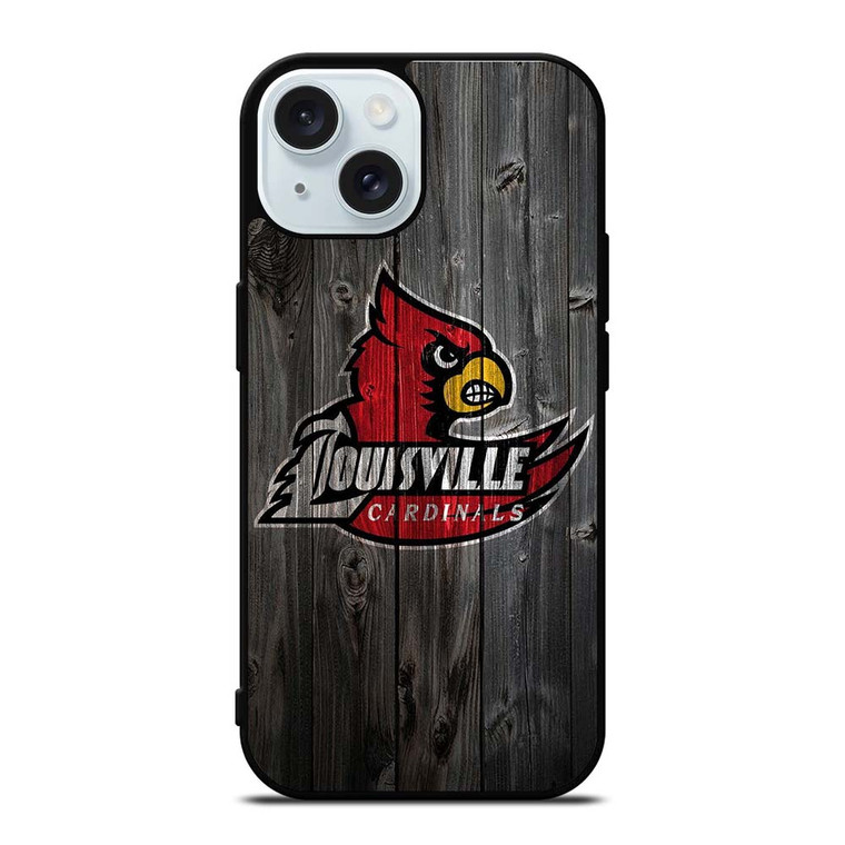 UNIVERSITY OF LOUISVILLE CARDINALS WOOD iPhone 15 Case Cover UNIVERSITY OF LOUISVILLE CARDINALS WOOD iPhone 15 Case Cover