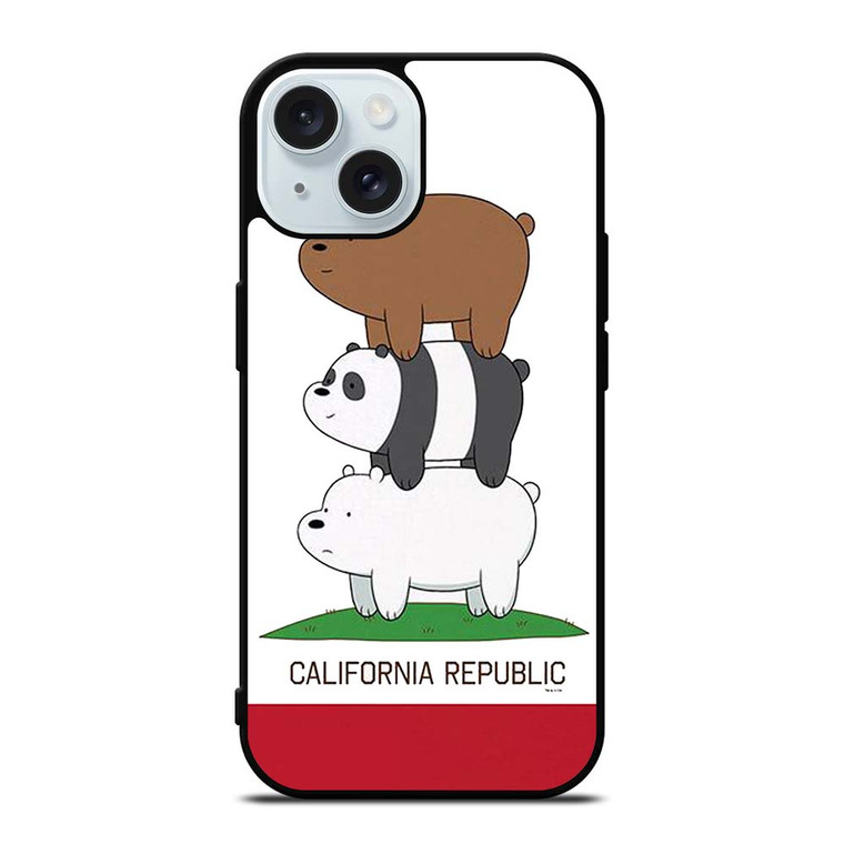 WE BARE BEARS CALIFORNIA REPUBLIC iPhone 15 Case Cover WE BARE BEARS CALIFORNIA REPUBLIC iPhone 15 Case Cover