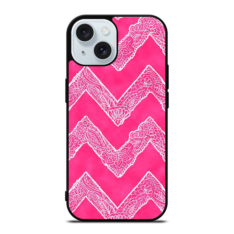 WHITE FLORAL PAISLEY CHEVRON PATTERN iPhone 15 Case Cover WHITE FLORAL PAISLEY CHEVRON PATTERN iPhone 15 Case Cover