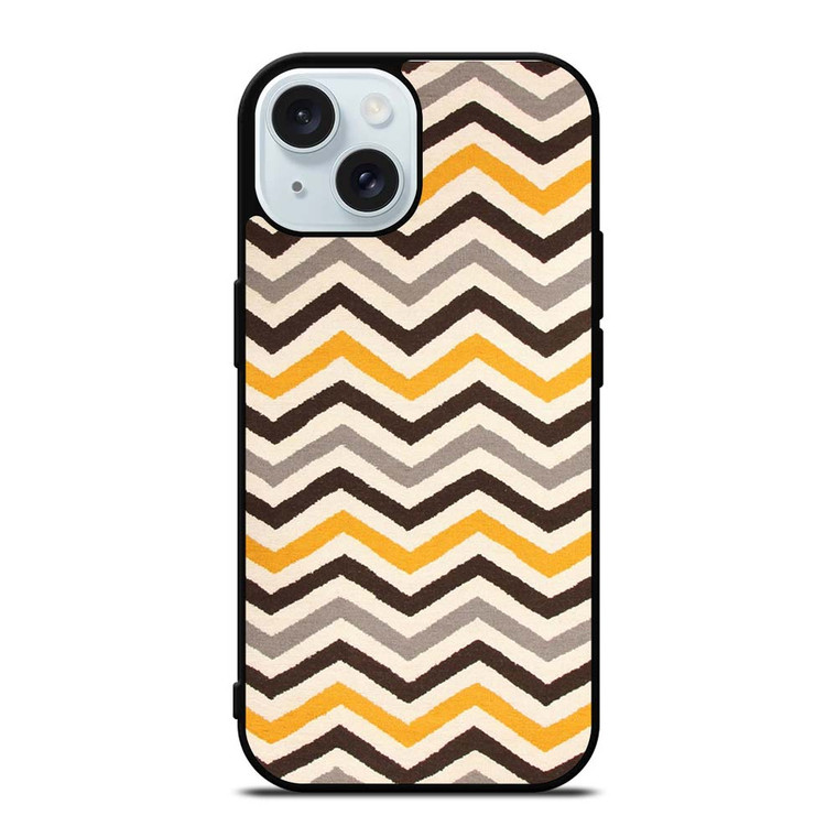 YELLOW BROWN CHEVRON PATTERN iPhone 15 Case Cover YELLOW BROWN CHEVRON PATTERN iPhone 15 Case Cover