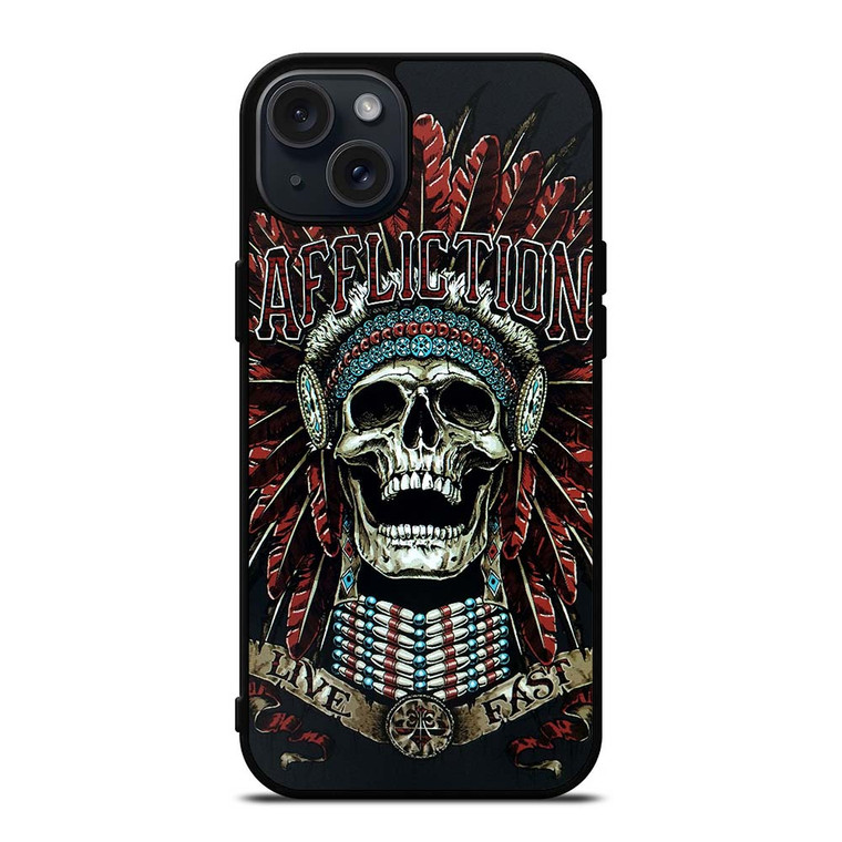 AFFLICTION SKULL INDIAN iPhone 15 Plus Case Cover AFFLICTION SKULL INDIAN iPhone 15 Plus Case Cover