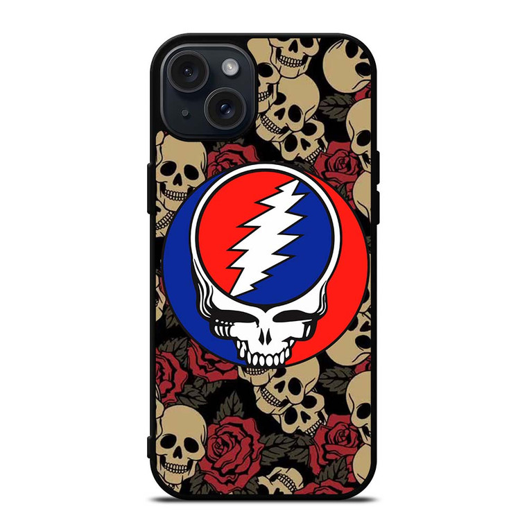 GREATEFUL DEAD BAND ICON SKULL AND ROSE iPhone 15 Plus Case Cover