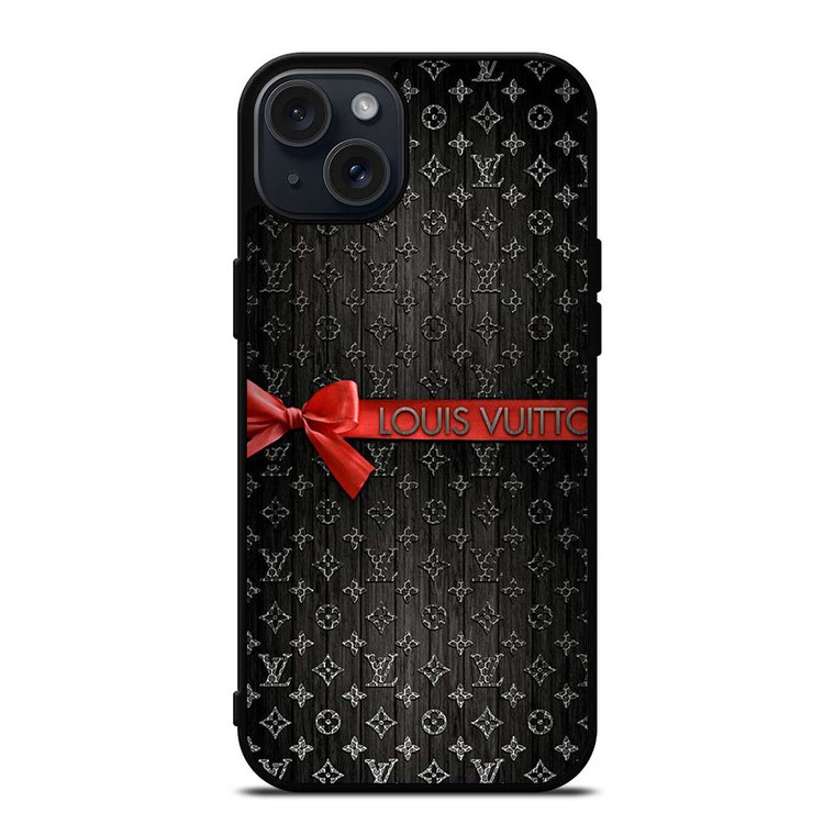 LOUIS VUITTON LV LOGO PATTERN RED RIBBON iPhone 15 Plus Case Cover