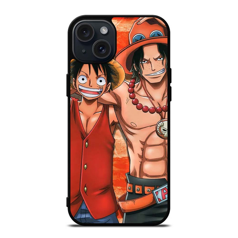 ONE PIECE ACE AND LUFFY iPhone 15 Plus Case Cover ONE PIECE ACE AND LUFFY iPhone 15 Plus Case Cover