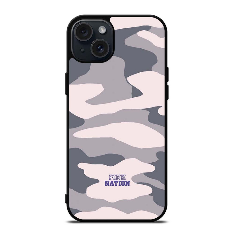 PINK NATION VICTORIA'S SECRET LOGO CAMO iPhone 15 Plus Case Cover