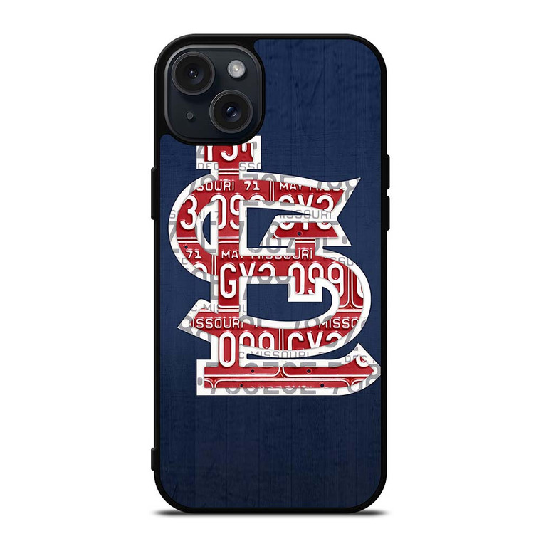 ST. LOUIS CARDINALS BASEBALL WOODEN LOGO iPhone 15 Plus Case Cover
