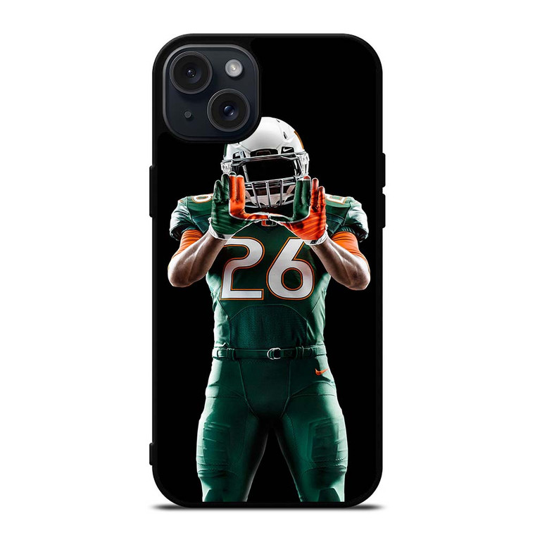 UM MIAMI HURRICANES FOOTBALL iPhone 15 Plus Case Cover