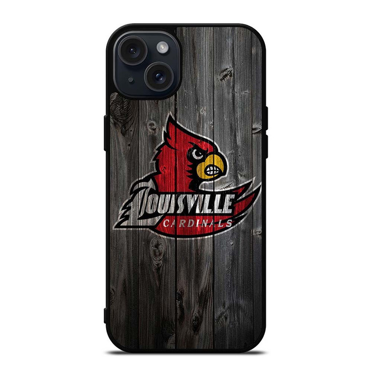 UNIVERSITY OF LOUISVILLE CARDINALS WOOD iPhone 15 Plus Case Cover UNIVERSITY OF LOUISVILLE CARDINALS WOOD iPhone 15 Plus Case Cover