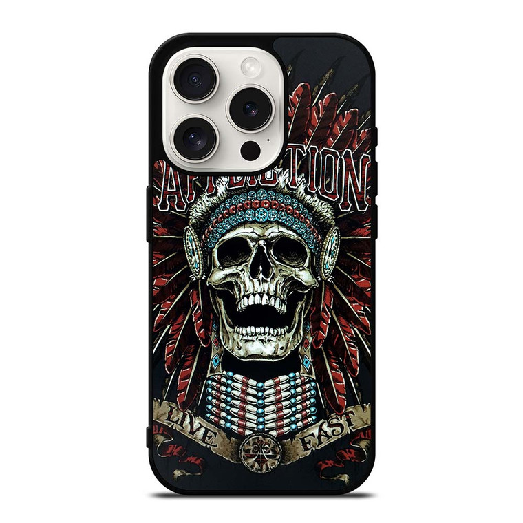 AFFLICTION SKULL INDIAN iPhone 15 Pro Case Cover AFFLICTION SKULL INDIAN iPhone 15 Pro Case Cover