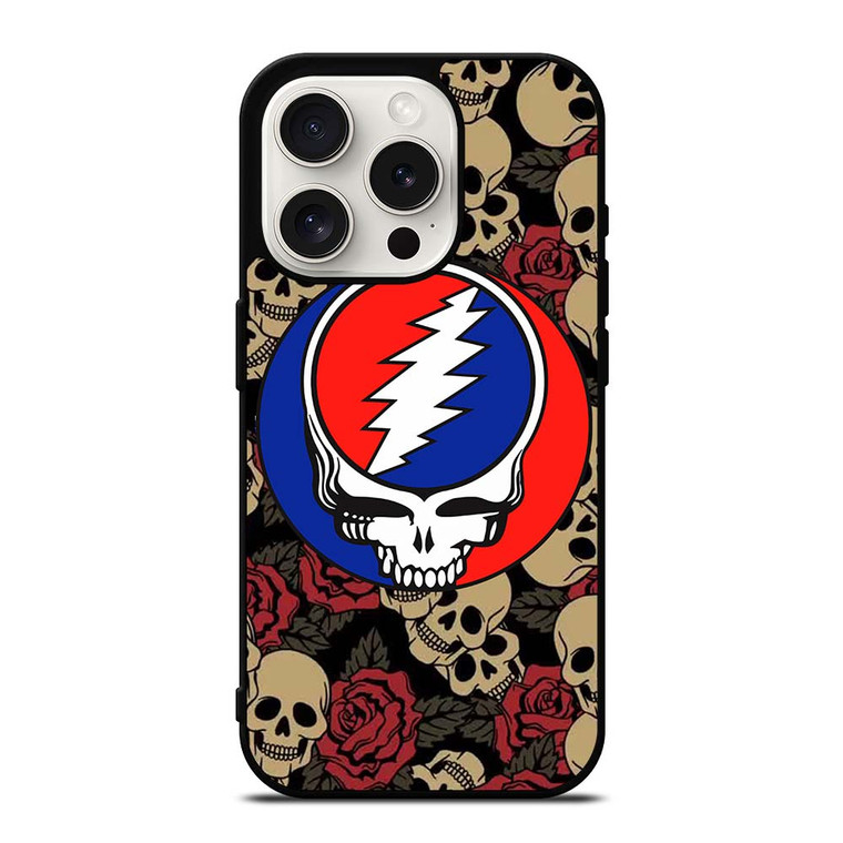 GREATEFUL DEAD BAND ICON SKULL AND ROSE iPhone 15 Pro Case Cover