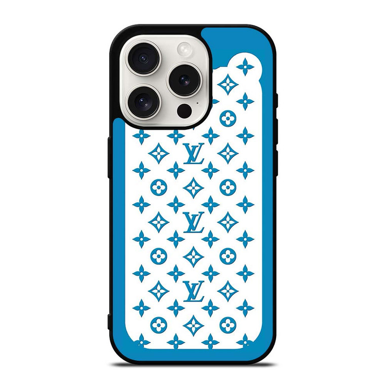 LOUIS VUITTON PATERN ICON LOGO BLUE iPhone 15 Pro Case Cover