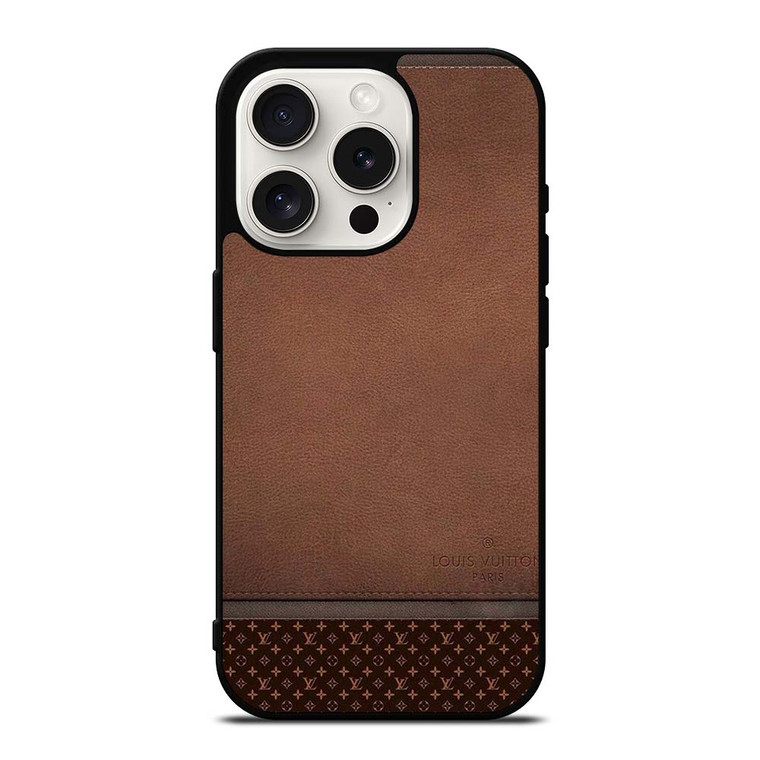 LV LOUIS VUITTON LOGO BROWN LEATHER BAG iPhone 15 Pro Case Cover