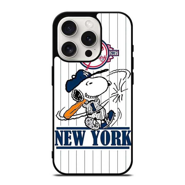 NEW YORK YANKEES LOGO BASEBALL SNOOPY THE PEANUTS iPhone 15 Pro Case Cover