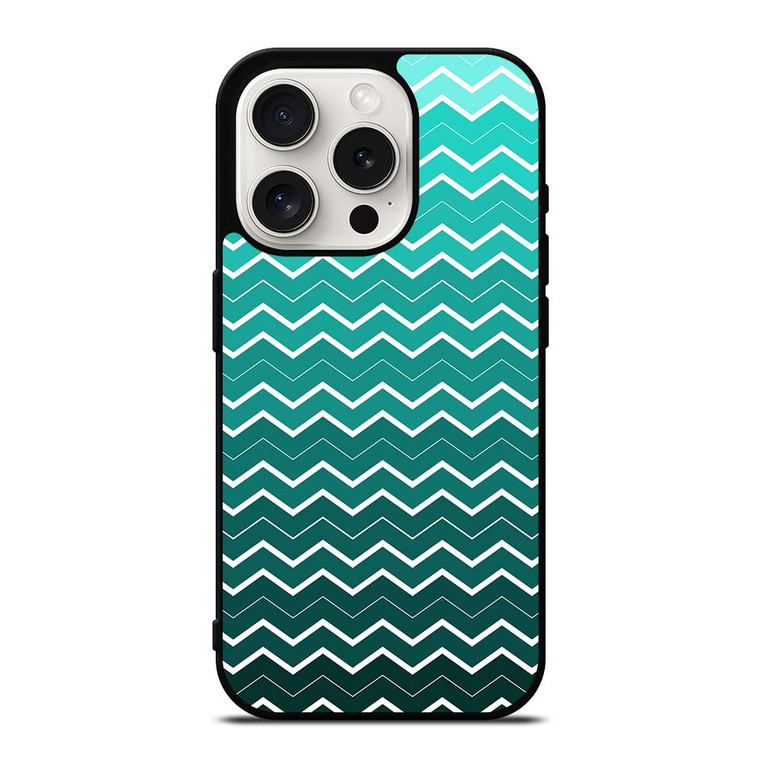 OMBRE TEAL CHEVRON iPhone 15 Pro Case Cover OMBRE TEAL CHEVRON iPhone 15 Pro Case Cover