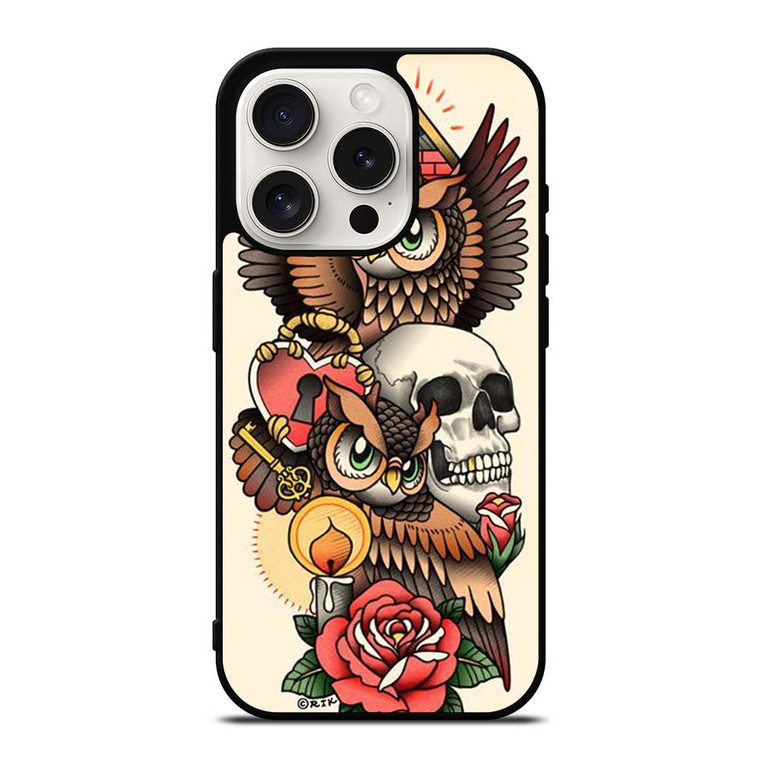 OWL STEAMPUNK ILLUMINATI TATTOO iPhone 15 Pro Case Cover