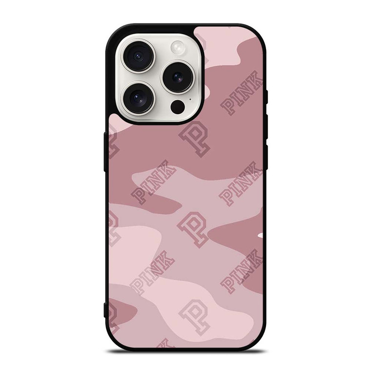 PINK NATION VICTORIA'S SECRET LOGO ICON CAMO iPhone 15 Pro Case Cover