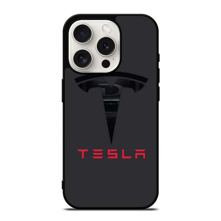 TESLA MOTORS BLACK ICON iPhone 15 Pro Case Cover