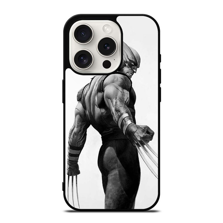 WOLVERINE X-MEN BLACK WHITE ART iPhone 15 Pro Case Cover WOLVERINE X-MEN BLACK WHITE ART iPhone 15 Pro Case Cover