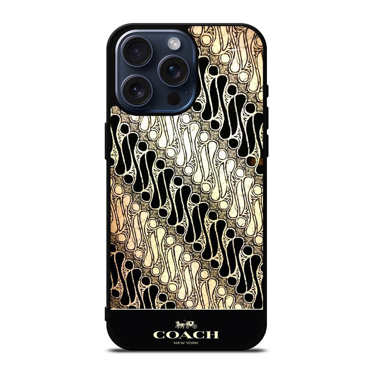 COACH NEW YORK LOGO BATIK PARANG PATTERN iPhone 15 Pro Max Case Cover