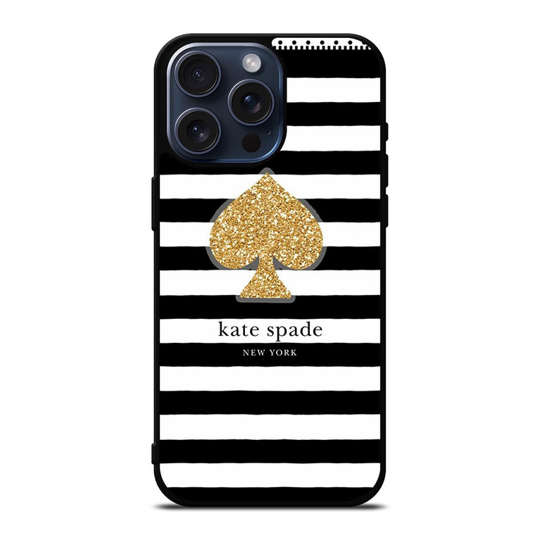 KATE SPADE NEW YORK GOLD LOGO STRIPES PATTERN iPhone 15 Pro Max Case Cover