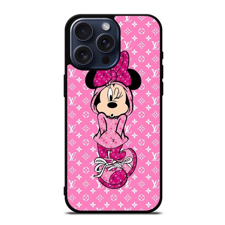 LOUIS VUITTON LV LOGO PINK MINNIE MOUSE iPhone 15 Pro Max Case Cover