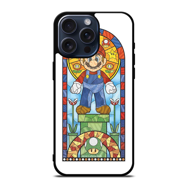MARIO BROSS NINTENDO GLASS ART iPhone 15 Pro Max Case Cover