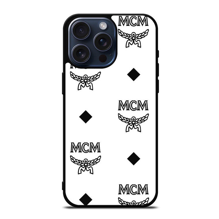 MCM WORLDWIDE LOGO WHITE iPhone 15 Pro Max Case Cover