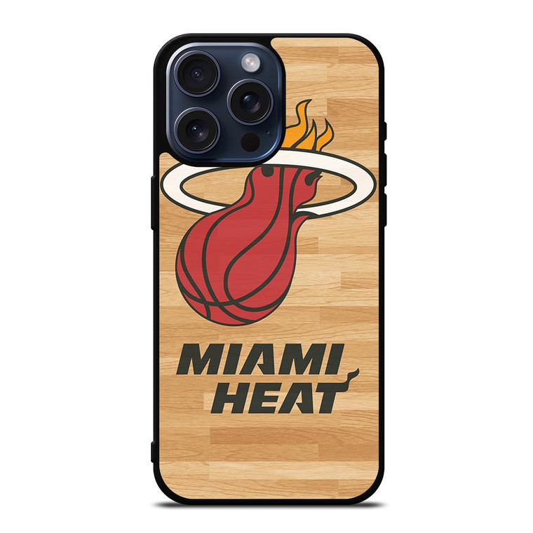 MIAMI HEAT LOGO WOODEN iPhone 15 Pro Max Case Cover