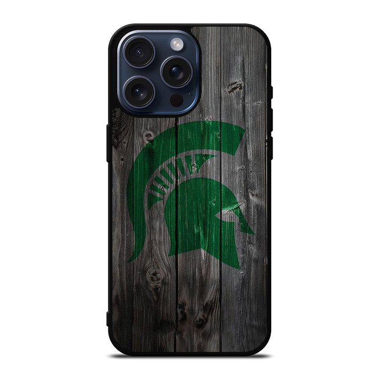 MICHIGAN STATE SPARTANS WOODEN LOGO iPhone 15 Pro Max Case Cover