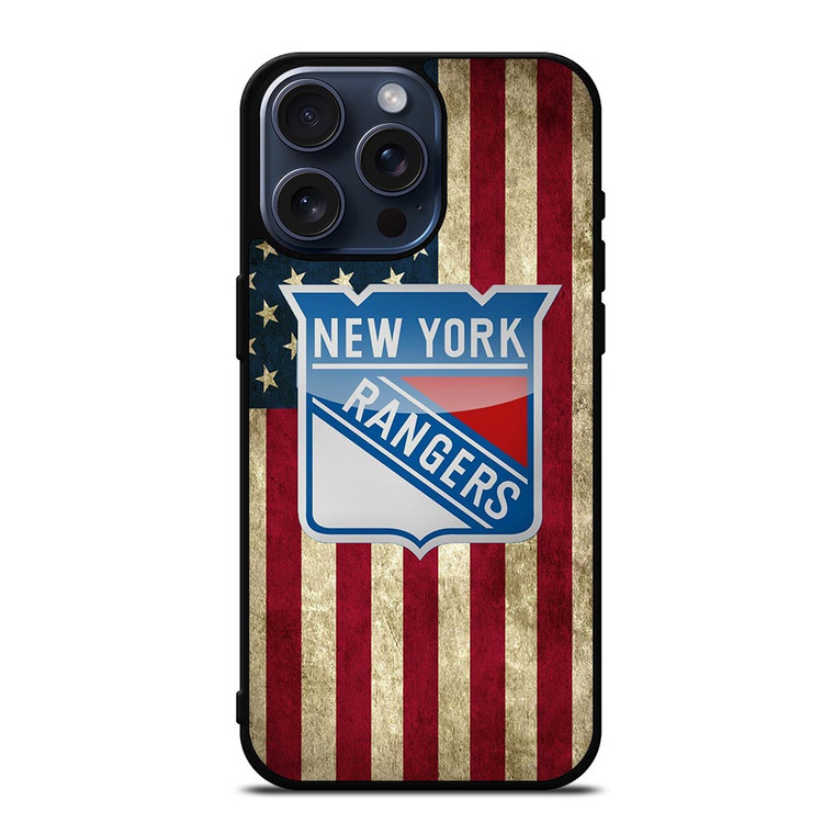 NEW YORK RANGERS NHL AMERICAN FLAG iPhone 15 Pro Max Case Cover
