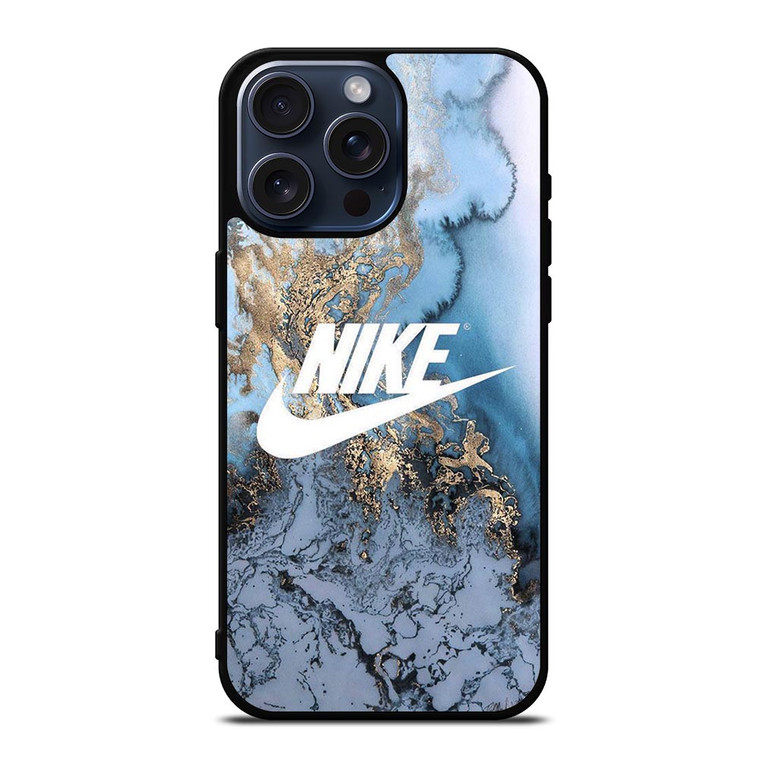 NIKE LOGO BLUE MARBLE iPhone 15 Pro Max Case Cover
