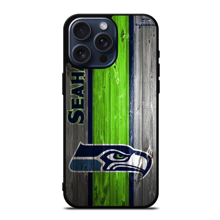 SEATTLE SEAHAWKS WOODEN LOGO iPhone 15 Pro Max Case Cover