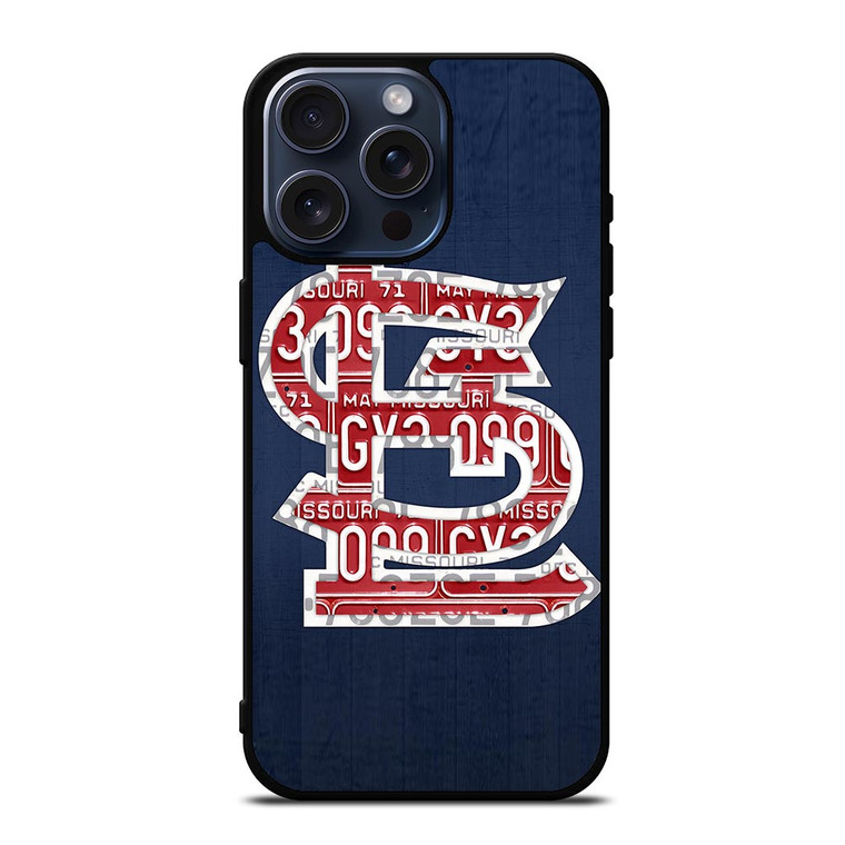 ST. LOUIS CARDINALS BASEBALL WOODEN LOGO iPhone 15 Pro Max Case Cover