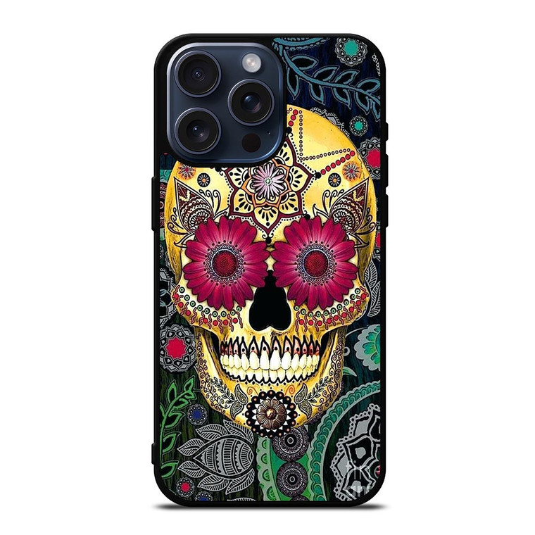 SUGAR SKULL TATTOO FLOWER iPhone 15 Pro Max Case Cover