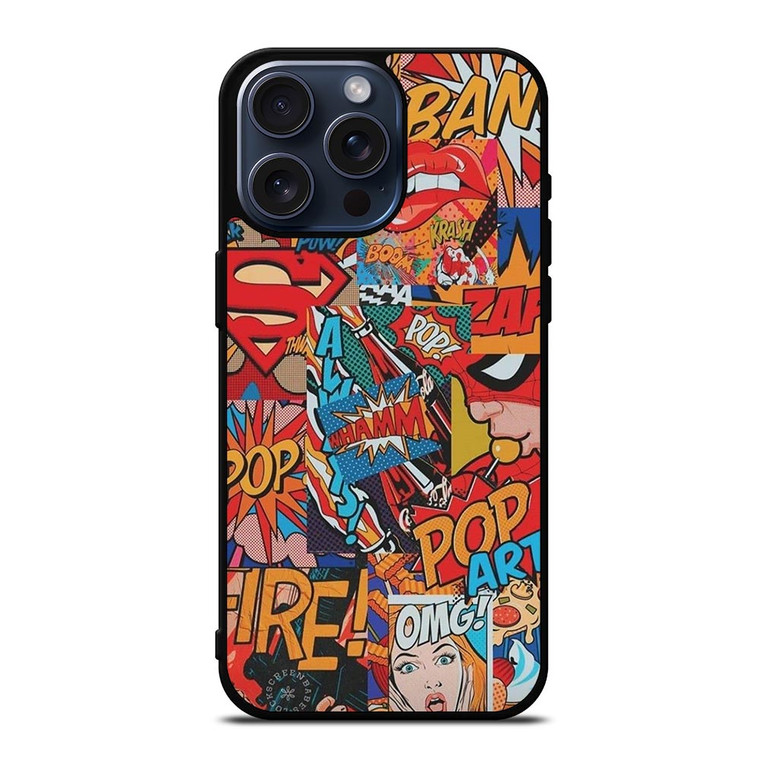 SUPERHERO DC MARVEL POP ART iPhone 15 Pro Max Case Cover