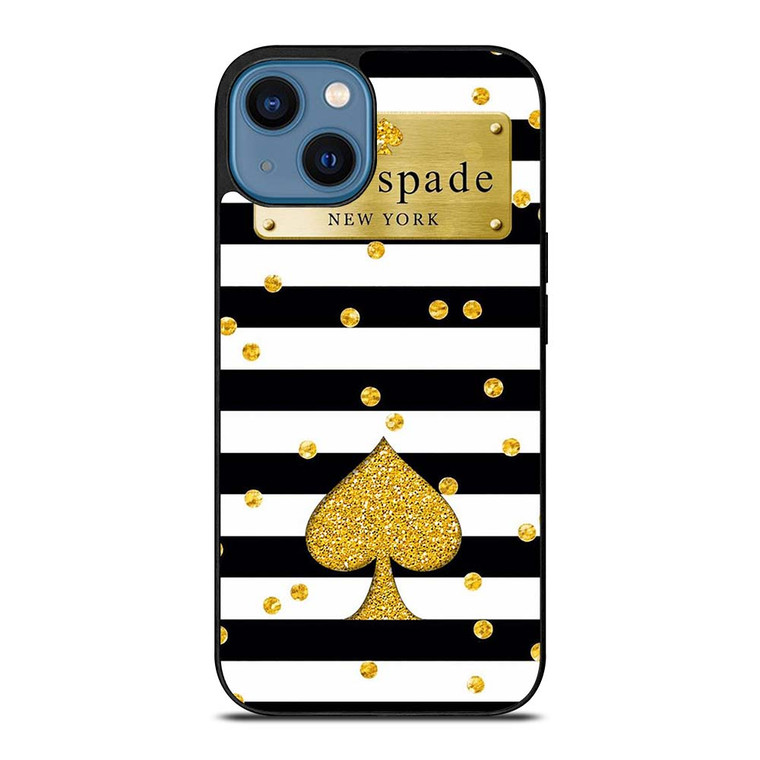 KATE SPADE NEW YORK LOGO GOLDEN POLKADOTS ICON iPhone 14 Case Cover
