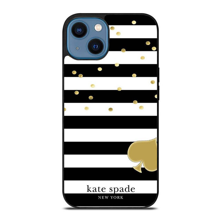 KATE SPADE NEW YORK LOGO GOLDEN POLKADOTS STRIPES PATTERN iPhone 14 Case Cover KATE SPADE NEW YORK LOGO GOLDEN POLKADOTS STRIPES PATTERN iPhone 14 Case Cover