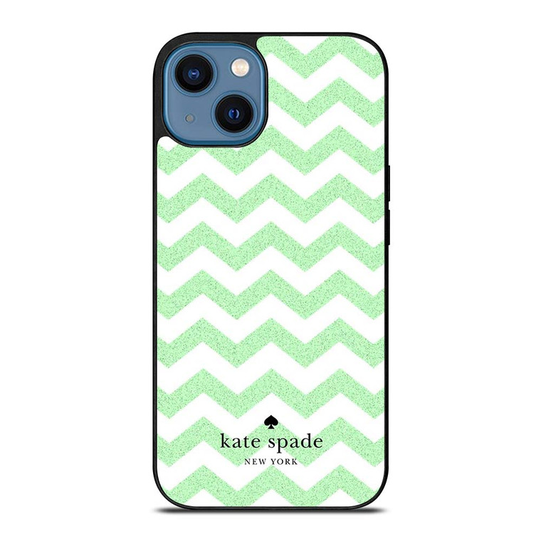 KATE SPADE NEW YORK LOGO GREEN CHEVRON PATTERN iPhone 14 Case Cover