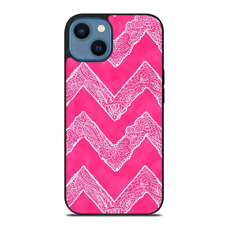 WHITE FLORAL PAISLEY CHEVRON PATTERN iPhone 14 Case Cover