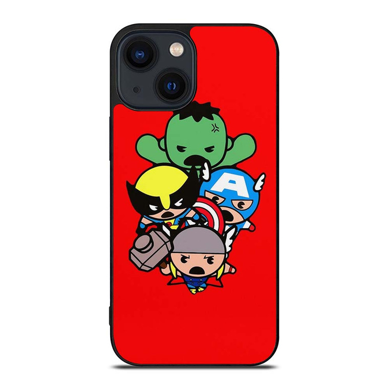 KAWAII CAPTAIN AMERICA HULK THOR WOLVERINE Marvel Avengers iPhone 14 Plus Case Cover