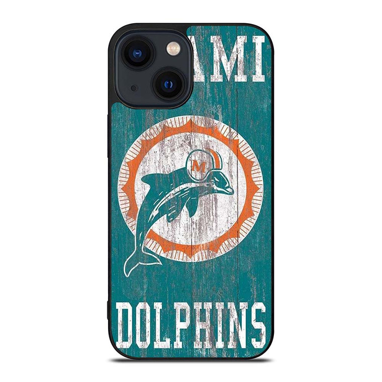 MIAMI DOLPHINS WOODEN LOGO iPhone 14 Plus Case Cover